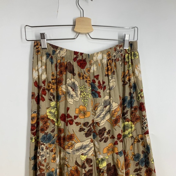 Natural Life Bohemian Tiered Floral Maxi Skirt Elastic Boho Wide Leg Pants SZ M - Picture 3 of 15